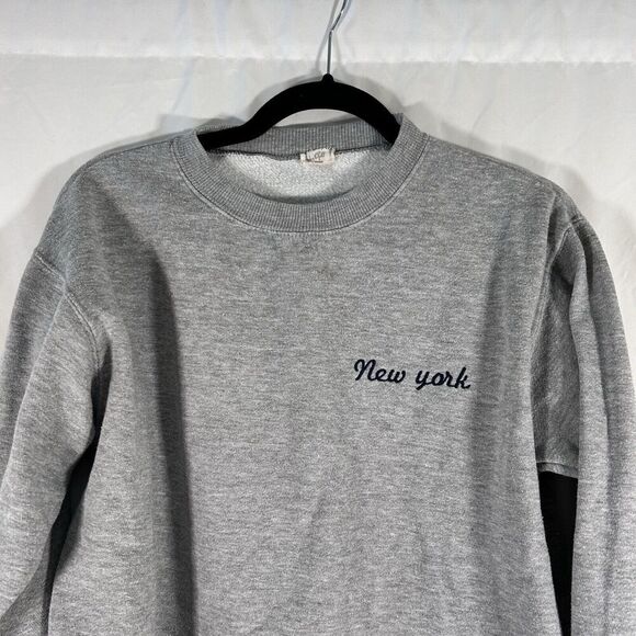 John Galt New York Sweater Women's Small Grey Cropped Long Sleeve Crew Neck - Picture 2 of 7